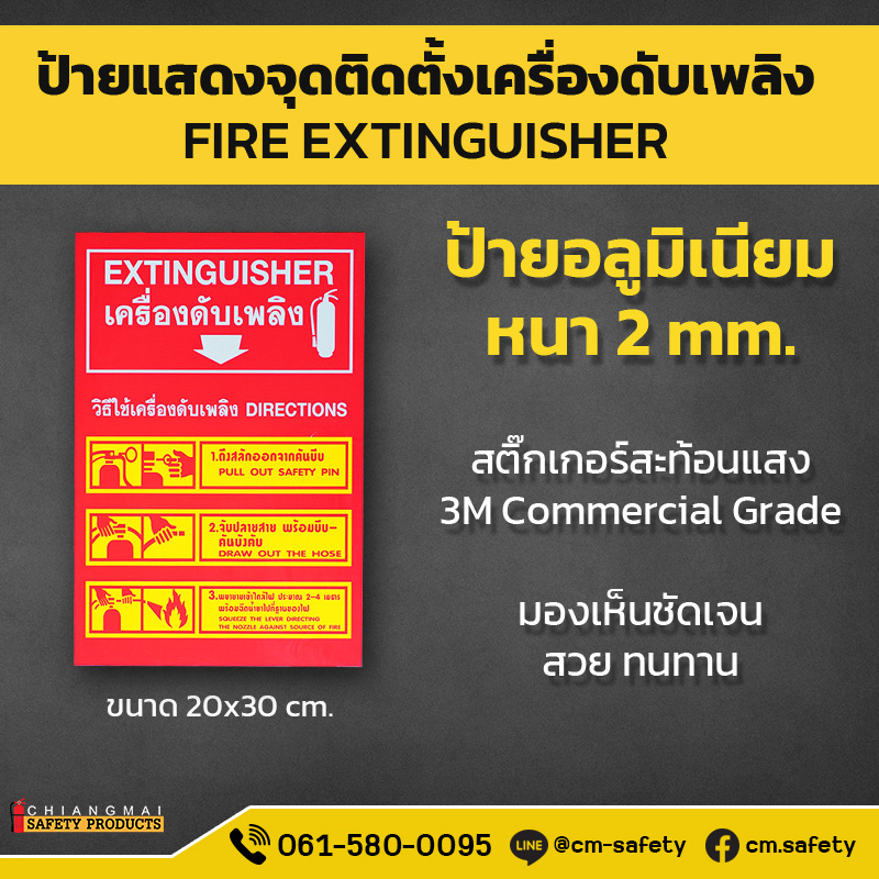 ป้ายอลูมิเนียม แสดงจุดติดตั้งถังดังเพลิง